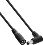 InLine&reg; alalisvoolu pikenduskaabel, nurga all pistik, 5,5 x 2,5 mm, must, 0,5 m