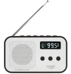 Adler AD 1907 digitaalne PLL-raadio, AM/FM, 40 eelseadistust, &auml;ratus koos edasil&uuml;kkamisega, USB-C, sisseehitatud laetav aku, 3,5 mm pistik, valge/must