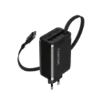 Laadija CANYON OnCharge 65RC sisseehitatud USB-C kaabliga, 65 W, 1x PD, 1x QC, EL-pistik, must