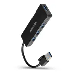 Axagon SuperSpeed USB &otilde;huke jaotur, hostiliides: USB 3.2 Gen 1 (3.1 Gen 1) Type-A, jaoturiliidesed: USB 3.2 Gen 1 (3.1 Gen 1) Type-A, 5000 Mbit/s, must, plastik, 0,14 m