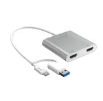 j5create JCA365-N USB-C to Dual HDMI Multi-Monitor Adapter - 3.2 Gen 1 - USB-A & USB-C - 4K 60Hz
