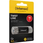 INTENSO Twist Line 16 GB USB-m&auml;lupulk Antratsiit/L&auml;bipaistev USB-A 3.2 Gen 1 USB-C 3.2 Gen 1