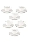 LA PORCELLANA BIANCA Teresa espressotasside komplekt alustassidega, 90 ml, portselan, valge, 12 osa
