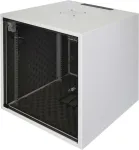 Silence Rack Office 12U 19 inch helikindel kapp vaikse ventilaatori ja klaasuksega, 600 x 600 mm, helehall (SRO126060)