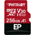 MicroSDXC m&auml;lukaart PATRIOT PEF256GEP31MCX 256GB Class 10 U3 V30 lugemine 100 MB/s kirjutamine 80 MB/s SD-adapteriga