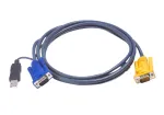 ATEN USB KVM-kaabel 3m, 3 m, VGA, must, HDB-15 + USB A, SPHD-15, isane