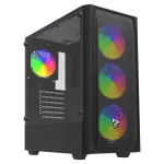 Arvutikorpus SAVIO Noctis Flow RGB &mdash; Kuubik, ATX/Mini-ITX, 3x 120 mm esiventilaatorit, karastatud klaasist k&uuml;lg, max GPU 35 cm