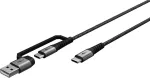 USB-C laadimiskaabel WENTRONIC Goobay 2in1, 2 m, eriti vastupidav, kosmosehall/h&otilde;bedane