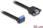 DeLOCK kaabel USB 5 Gbps pin-p&auml;is emane 90&deg; nurga all kuni 2 x USB t&uuml;&uuml;p-A emane 50 cm