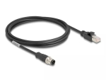V&otilde;rgukaabel DeLOCK M12 kaabel D-koodiga 4 kontakti isane RJ45 isasele Cat5e 2 m Must