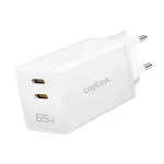 Kahe USB-pesa adapter 65W, 2xUSB-C, valge