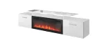 TV-kapp Cama Meble ROVA elektrilise kaminaga 190x37x48 cm valge/l&auml;ikvalge