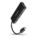 Axagon SuperSpeed USB-C &otilde;huke hub, USB 3.2 Gen 1 (3.1 Gen 1) USB-C, USB 3.2 Gen 1 (3.1 Gen 1) Type-A, 5000 Mbit/s, must, plastik, 0.14 m