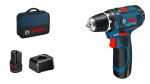 Bosch Akku-Bohrschrauber 12 V Li-Ion 1300 RPM must, sinine, punane