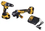 T&ouml;&ouml;riistakomplekt DeWALT DCK2080P2T-QW &mdash; 18V Li-Ion 5Ah (2x), DCG405 nurklihvija, puur-kruvikeeraja, M14 lihvimisketta keere, kohver