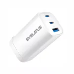 Evelatus 65W Max Fast Charger CN USB-C1/USB-C1/USB-A White