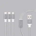 Recci Universal Delicate RCS-H120 3 in 1 Micro USB + 2 x Lightning Fast Charging 1,2 m Grey
