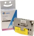 G&G 15558 m&auml;rgistusteip, &uuml;hilduv Brother TZe-335-ga, 12 mm x 8 m, valge mustal