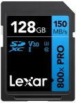 SDXC-m&auml;lukaart Lexar 128 GB UHS-I 800xPRO Klass 10 U3 V30 &mdash; 150 MB/s lugemine, 45 MB/s kirjutamine, must