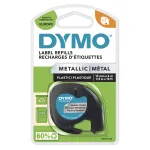 DYMO LetraTag Metallsildid | Autentsed | Must tr&uuml;kk metallikh&otilde;bedal | 12mm x 4m | Isekleepuvad mitmeotstarbelised sildid LetraTag siltide valmistajatele