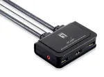 LevelOne 2-pordiline USB HDMI kaabliga KVM-l&uuml;liti, 1920 x 1200 pikslit, must, hall