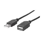 MANHATTAN Hi-Speed USB 2.0 pikenduskaabel, A-t&uuml;&uuml;pi pistik &ndash; A-t&uuml;&uuml;pi pesa, must, 1,8 m (338653)