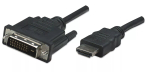 Manhattan HDMI-DVI-D 24+1 kaabel, 1 m, isane-isane, must, kahekordne &uuml;hendus, &uuml;hilduv DVI-D-ga, eluaegne garantii, samav&auml;&auml;rne tootega HDDVIMM1M