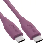 InLine 35891P USB-C &ndash; USB-C kaabel, USB 2.0, 480 Mbit/s, 100 W kiirlaadimine, silikoon, 1 m, Wild Berry lilla