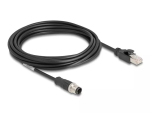 V&otilde;rgukaabel DeLOCK M12 kaabel D-koodiga 4-kontaktiline isane RJ45 isasele Cat5e 5m Must