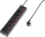 Renkforce 1296314 &uuml;lepingekaitsega pikendusjuhe, 6 pesa, Schuko, must