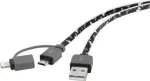 USB-kaabel Renkforce RF4145364 &mdash; USB 2.0, USB-A kuni USB-Micro-B ja Apple Lightning pistikud