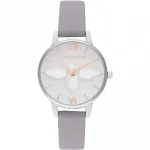 OLIVIA BURTON Naiste kell OB16AM163 - 30 mm roostevabast terasest korpus, valge sihverplaat, hall nahast rihm