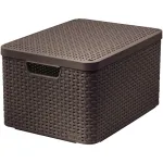 CURVER Style L hoiukarp kaanega, 43,6 x 32,6 x 23 cm, tume pruun, 32,67 L, kokkupandav, virnastatav, riidest k&auml;epidemed