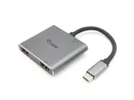Equip USB-C 4 in 1 Dual HDMI Adapter, USB 3.2 Gen 1 (3.1 Gen 1) Type-C, h&otilde;bedane, 4K Ultra HD, 30 Hz, HDMI, alumiinium