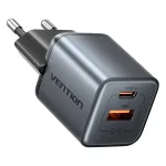 Vention FEWH0-EU 30W GaN laadija &mdash; 1&times; USB-C, 1&times; USB-A, 30 W, must