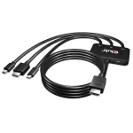 CLUB3D USB Type C + HDMI&trade; + MiniDisplayPort&trade; 1.2 to HDMI&trade; 4K60Hz HDR M/M aktiivne adapter 32AWG