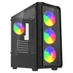 Savio Noctis Glass RGB Cube arvutikorpus, ATX/Micro-ATX/Mini-ITX, karastatud klaasist esiosa, RGB-ventilaatorid, must