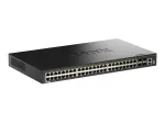 D-Link 52-pordiline virnastatav Gigabit PoE+ hallatav nutikas l&uuml;liti 4 x 10G SFP+ pordiga