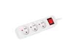 Toitepikenduskaabel LANBERG PS1-03E-0300-W &mdash; 3 m kaabel, 3 E-t&uuml;&uuml;pi vahelduvvoolupistikut, valge, siseruumidesse