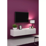 TV-alus Cama Meble VIGO 140, 1400&times;400&times;300 mm, valge l&auml;ikiv pealispind, puitlaastplaat, valge raam