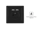 LANBERG AC-WS01-USB2-E-B S&uuml;vistatav Prantsuse pistikupesa kahe USB-laadijaga, 230V 16A, must