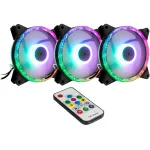 INTER-TECH Argus RS-07 RGB 120 mm korpuse ventilaatorite komplekt, 3 tk, koos puldiga, must