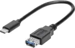 renkforce USB-C - USB 3.0 A adapterkaabel OTG-ga, 0,15 m, must, kullatud kontaktid