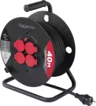 Sygonix SY-10236132 Kaablikel 25 m H05VV-F 3G1.5 4 Schuko pistikupesa Must