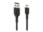 Punutud USB-C USB-A kaabel 15 cm must