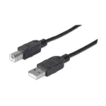 USB-A &ndash; USB-B kaabel Manhattan 333368 1,8 m isane-isane must