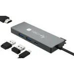 Techly IUSB32C-HUB4HPD USB-C jaotur 4-&uuml;hes, USB 3.2 Type-C dokkimisjaam, 2x USB-A, 1x USB-C, HDMI