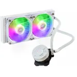 Vedelikjahutuskomplekt Cooler Master MasterLiquid 240L Core ARGB Valge &mdash; 240 mm radiaator, 120 mm ventilaatorid, toetab LGA1700/AM5/AM4 ja vanemaid pesasid