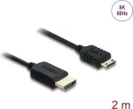 HDMI-kaabel DELOCK 81685 &mdash; 2 m, HDMI t&uuml;&uuml;p A (isane) HDMI t&uuml;&uuml;p C (Mini, isane), 48 Gbit/s, kuni 7680&times;4320, kullatud kontaktidega, must