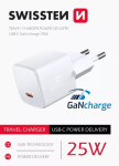 SWISSTEN Mini reisilaadur GaN 25W PD USB-C kiirlaadija telefonidele ja tahvelarvutitele